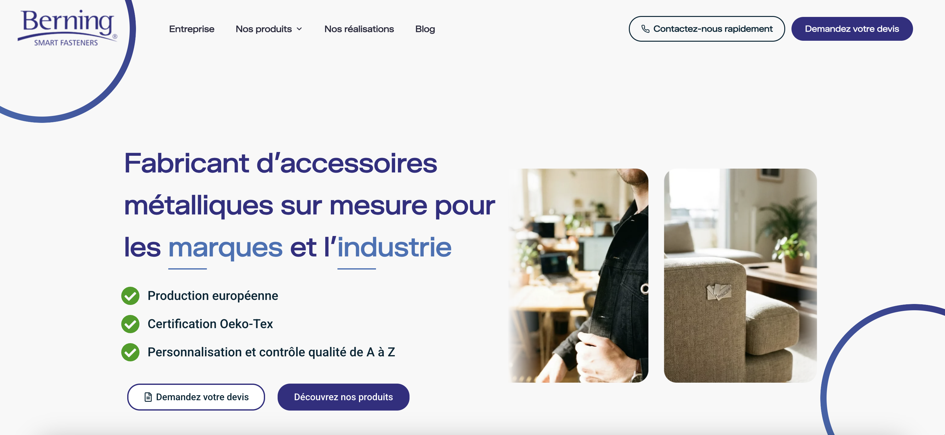 Aperçu du site Berning France réalisé par JUXWEB